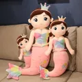 60-130CM Kawaii Crown Mermaid Plush Pillow Cute Mermaid Girls Dolls Stuffed Soft Cushion for
