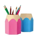 Pen Vase Pencil Pot Makeup Brush Holder Stationery Desk Tidy Container Plastic Round Desk Organizer