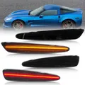 4pcs Front Rear Bumper Side Marker Turn Signal Lighting Yellow Red LED For Chevrolet Corvette C6