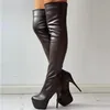 Plus Größe 31-46 Damen Sexy Extreme Hohe Fetisch Dünne Heels Party Schuhe Frauen Winter Hinzufügen Pelz Plattform Oberschenkel hohe Stiefel Frau