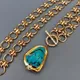 Y.YING Gold Plated Chain Chokers Necklace Blue Turquoise Pendant Designer Gems Jewelry