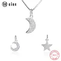 Hot Sale 925 Sterling Silver Unique Moon&Star Pendant Micro Inlay Cubic Zirconia For DIY Jewelry