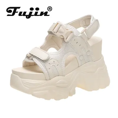 Fujin 10 5 CM frauen Sandalen Komfort Schuhe Hausschuhe Mode Schuhe Frauen Sommer Offene spitze