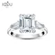 IOGOU Emerald Cut Ring for Women 3-Stones Engagement Wedding Ring 925 Sterling Silver Diamond