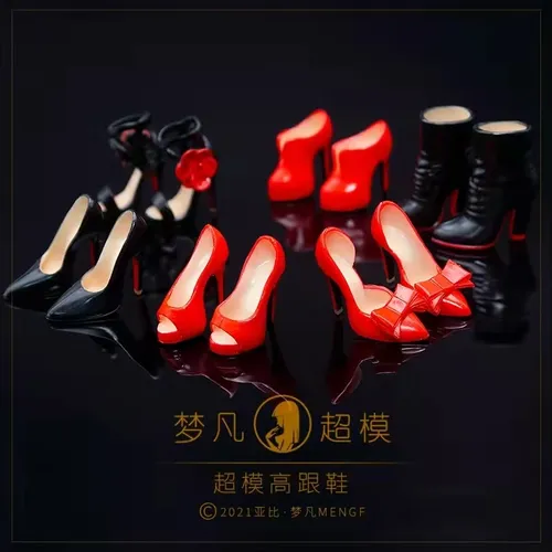 Mengf 1/6 Puppen schuhe hohe Knie Qualität Puppen sandalen helle Farbe edle Puppen stiefel Gold rot