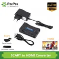PzzPss 1080P SCART To HDMI Video Audio Upscale Converter Adapter for HD TV DVD for Sky Box STB Plug