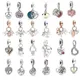 New Silver Color Vintage Heart MOM Family Dangle Beads Fits Pandora Charm Bracelet&Bangle DIY Women