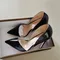 Lady black bling classic shoes 8cm 10cm 12cm high thin heels plus size 33-45 pointed toe office