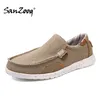 Sommer Männer Mode lässig Canvas Dude Schuhe schlüpfen auf atmungsaktiven leichten Khaki blau grau