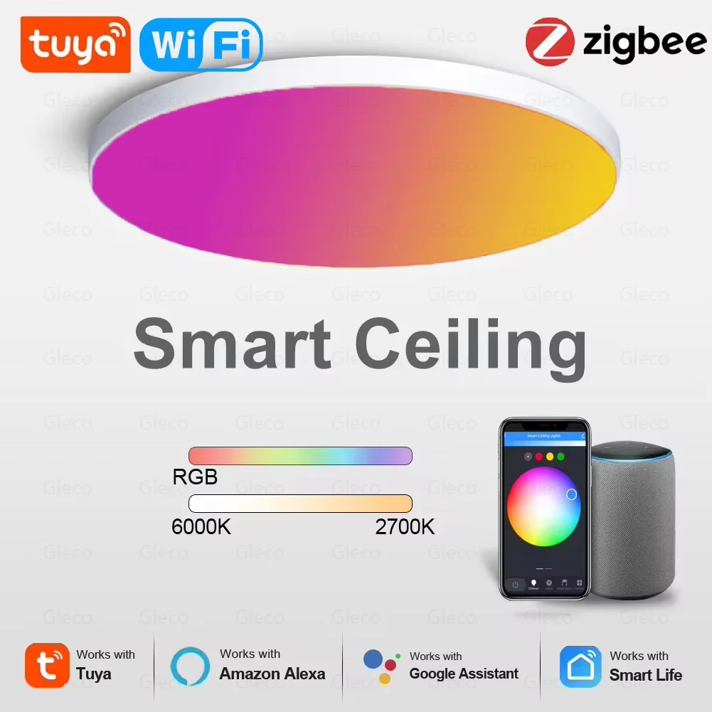 Tuya Zigbee 3,0 Smart Decke Licht Wifi RGBCW Led-deckenleuchte Wohnzimmer Dekoration Smart Lampe Für Alexa, Google hause