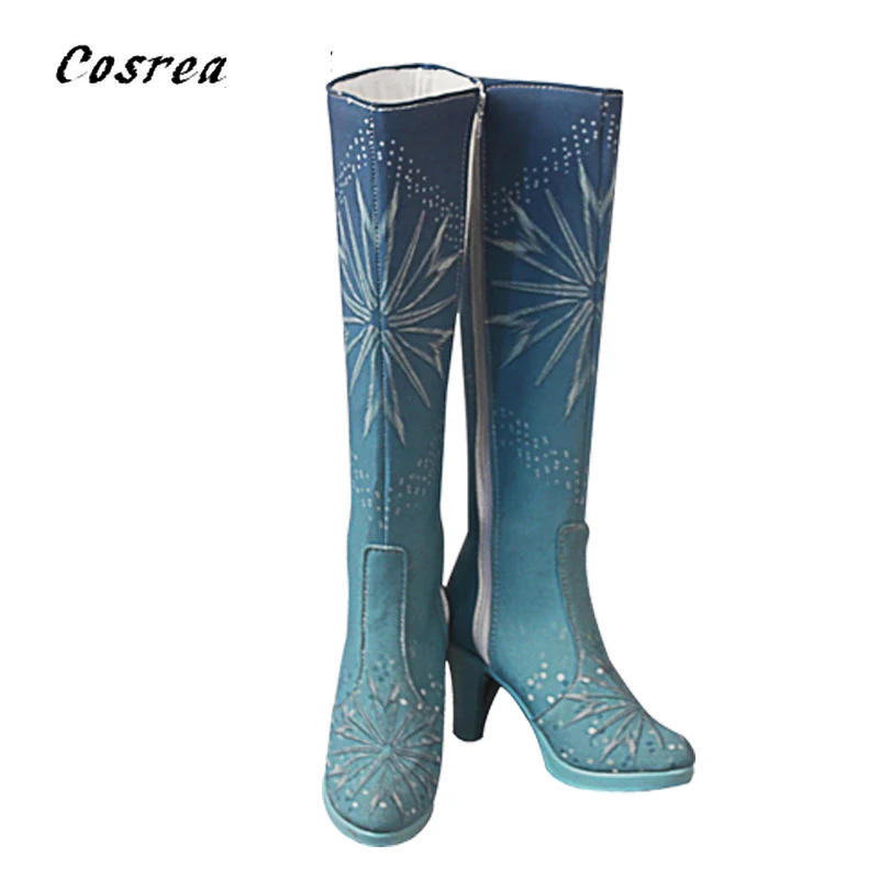 Königin Schuhe Kostüm Prinzessin Eis Schuhe Winter Mädchen Weihnachten Schnee Cosplay Kniehohe High Heel Stiefel