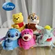 Disney Hook and Loop Soft Plush Stuffed Doll Stitch Lotso Pooh Anime Figures Zipper Coin Purse