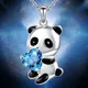 Exquisite Cute Panda Sapphire Heart Crystal Necklace for Women Animal Pendant Necklace Girls