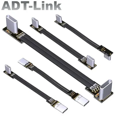 Ultradünnes, schlankes 90-Winkel-USB 2.0-Typ-C-Stecker auf USB-C-Stecker, flaches, abgeschirmtes Datenladekabel, FPV-Luftbildkabel Image