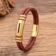 New in Black Gold Color Stainless Steel Bracelet for Man High Quality Woven Leather Bracelet Ladies