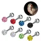 2 stücke 4mm Medizinische Stahl Kristall ball Studs Ohrringe Für Frauen/Mädchen Schraube Ball Tragus