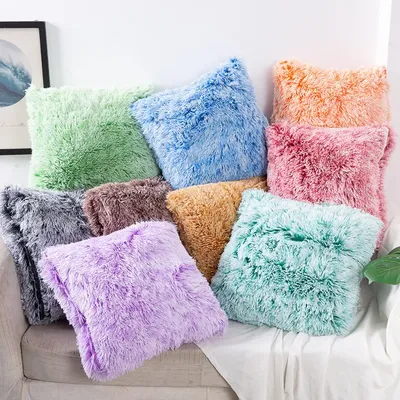 Weiches Fell Plüsch Shaggy Kissen Abdeckung Kissen Fall Wohnkultur Kissen Covers Wohnzimmer Sofa Dekorative Flauschigen Kissen Abdeckung 43x43 Image
