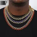 Hip Hop 15MM Bling Iced Out Miami Zircon Cuban Full Pave Rhinestone Men's Necklace Necklaces For Men