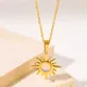 Shinny Star Natural Stone Necklace For Women Turquoise Gold Color Sun Choker Vintage Stainless Steel