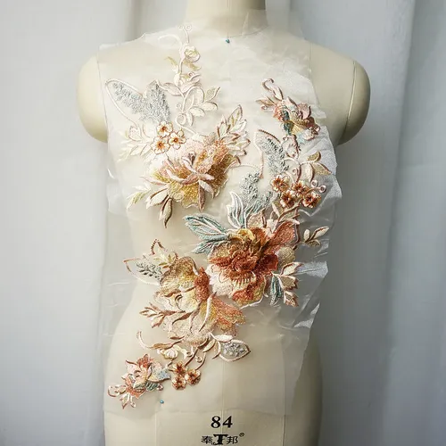 Große Stickerei Spitze Blume Applique Sewing Floral Kragen Patch Hochzeit Brautkleid Kleidung Kleid