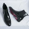 Chelsea-Stiefel für Herren, rote Sohle, Pu-Knöchel, Business, runde Zehen, Slip-On-Herrenstiefel, kostenloser Versand, Größe 38–46, Herrenschuhe