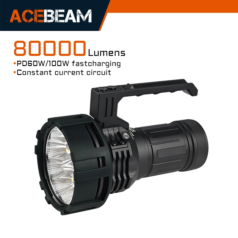 ACEBEAM X75 – Maximale Leuchtweite von 1150 Metern, maximale Helligkeit von 80000 Lumen, hellste Taschenlampe mit USB PD60W-100W Schnellladefunktion. Image