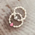 Nette Süßwasser Perle Hochzeit Ringe Für Frauen Mädchen Handmade Schmuck Oval Perle Liebe Herz