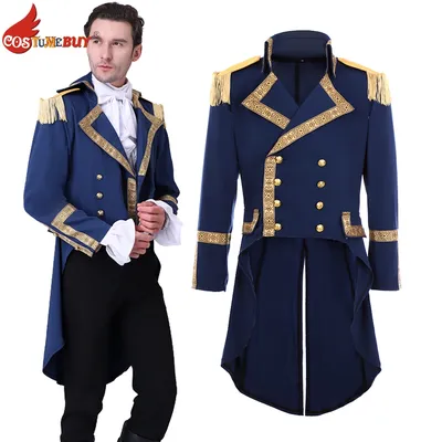 18th Century Alexander Hamilton Offizier Kostüm, Musical Bühne männer Retro Armee Jacke, film TV Präsident Militär Mantel Blau Image