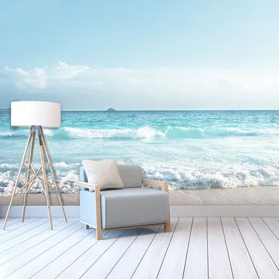Benutzer definierte Wandbild Meer Strand Tapeten für Wohnzimmer Meerblick Landschaft Hintergrund Tapete Mittelmeer Sofa Wand verkleidung Image