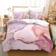 Marble Patterns Printed Bedding Set Pink Color Duvet Cover Sets Comforter Bed Linen Twin Queen King