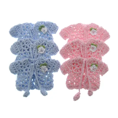 12 stücke handgemachte Miniatur Häkel pullover Blume Handwerk Baby Dusche Taufe Party Tisch