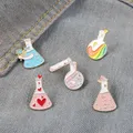 Beaker Chemical Enamel Pin Bottle of Galaxy Rainbow Pink Heart Bowknot Metal Brooches Badges Up Gift