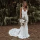 Customized Boho Mermaid Wedding Dresses Spaghetti Straps Lace Backless Beach Sexy V-Neck Bohemian Bridal Gowns Vestidos De Noiva