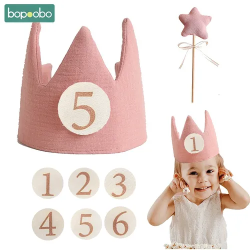Baby Geburtstags feier Hut Set Krone Stirnband Zauberstab Spielzeug Banner Kuchen Geburtstag für