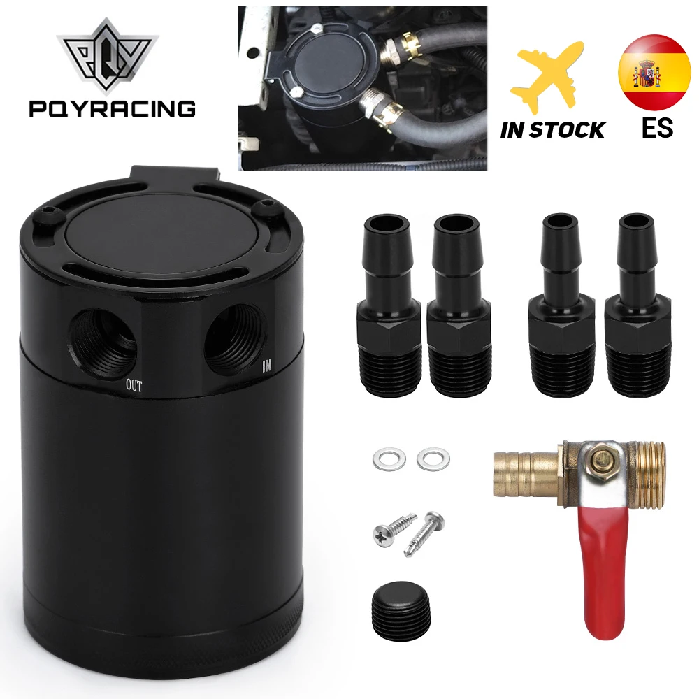 Universal Öl Fangen Können Kompakte Verblüfft 2-Port Aluminium Reservoir Oil Catch Tank Kraftstoff Tank Teile Zwei loch atmungsaktiv wasserkocher Image