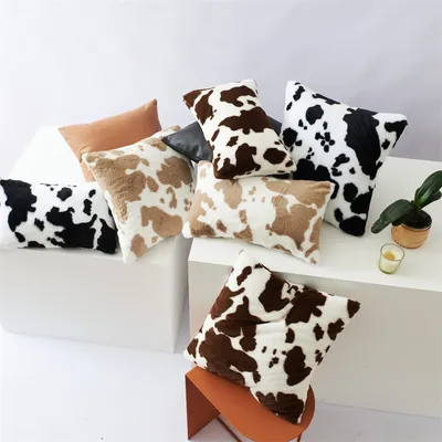 Plüsch Kissen Abdeckung Kuh Muster Kissen Abdeckung 45x45cm Kissen für Sofa Wohnzimmer Decortive Kissen Home Decor Image