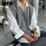 IEFB Menswear Korean Style Fashion Knitted Vest Men's Autumn 2023 New Personalized V-Neck Loose