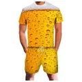 Beer 3D Print Men's Trend T-shirt Set Summer Casual Round Neck T-Shirt Shorts 2 Piece Set Fashion