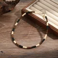 Ethnically Styled Indian Design Wood Stone Hand-Woven Bead Necklace Women Men Vintage Charm Choker