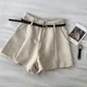 Women Office Lady Shorts With Belted Vintage Chic Shorts A-line High Waist Short For Women Casual