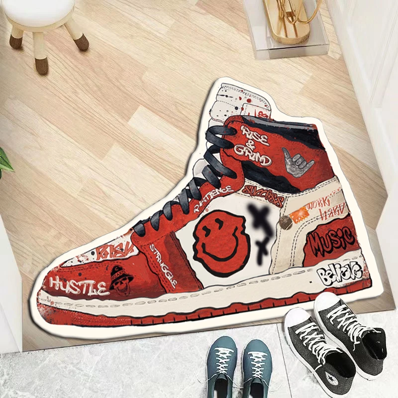 Sneaker Form Teppich beliebte Teppiche Wohnzimmer Dekoration Schlafzimmer Salon Kinderzimmer Bereich Teppich Matte weichen Flanell Teppich und Teppich Image