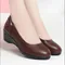 New Genuine Leather Women Shoes Low Heel Comfortable Female Casual Shoes Mid Heel Office Work Shoes
