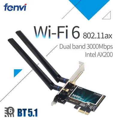2974 MBit/s Wifi6-Adapter Ax200 WLAN-Karte PCIE Wireless Bluetooth 5,2 Dualband 2,4g/5GHz 802.11ax/AC Desktop für Windows 802,11