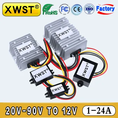 DC DC Converter 20-90v 24V36V48V60V72V to 12V Module 1-24A Power Inverter Buck Transformer Adapter Voltage Regulator For Car