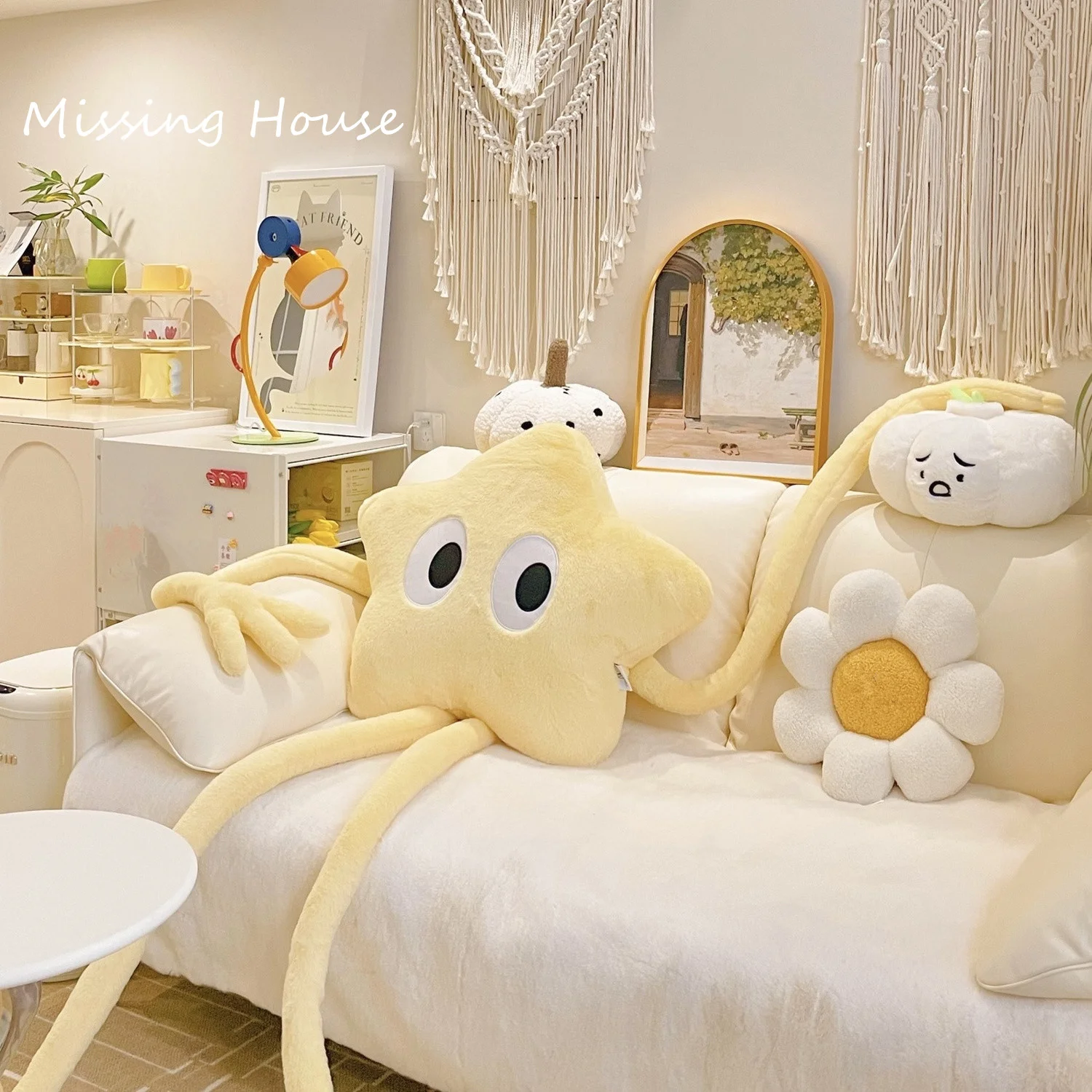 160 cm lustiger gelber Stern langes Beinkissen Kissen Cartoon Anime Home Sofa Auto Schlafzimmer Cartoon Geschenk