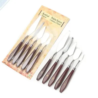 5Pcs/Set Oil Painting Scraper Palette Knife Fine Acrylic Gouache Paint Spatula Pick Color Mixing Tools School Art Supplies