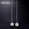 UMODE Elegant With Chain Dangle CZ Crystal White Gold Color Long Earrings Jewelry For Women New