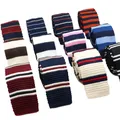 New Fashion Men's Knitted Tie Striped Blue Black Skinny Narrow Slim Knit Warm Neck For Men Woven