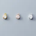 4mm Mini Fancy AAA Zircon Round Charms Gold/Rose Gold 925 Sterling Silver Ornament Small Pendants