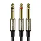 6.35mm TRS Audio Cable 6.35mm TRS Male To Dual 6.35mm TS Male Stereo Y Splitter Insert Cable Mono